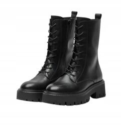 Zign Fekete Bőr Bakancs Vastag Talppal 42 4AB (zi111n0oo)