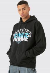 Boohooman Fekete Pulóver Oversize Print Lxt B18__XS