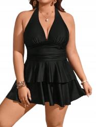Shein Fekete Fürdőruha Plus Size Fodrokkal 44 1JK