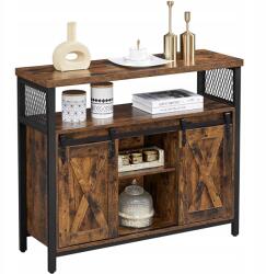 VASAGLE Komód Tálalószekrény konyhába nappaliba Rusztikus Bronz Fekete Vintage (LSC092B01)