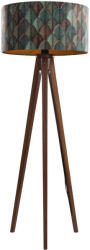QAZQA Diófa állólámpa bársony lámpabúrával, levélmintás, 50 cm - Tripod Classic (109227)