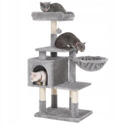 Songmics Világosszürke macska kaparófa fekhely barlang kosár szizál oszlop 110cm (PCT52W)