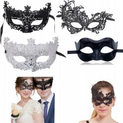  4x Fekete Velencei Férfi Maszk Jelmez Farsangi Bál Szilveszter