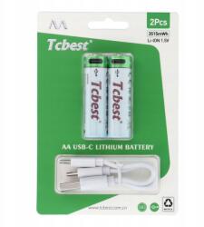  R6 (aa) 950 mAh akkumulátor Type-C aljzattal Usb A kábel 2 x Type-C 2 db (6954457881801)