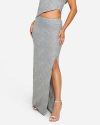 Boohoo Szürke Maxi Szoknya Textúra Kivágás Ock B18__46