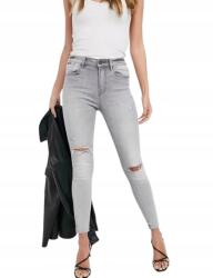 Stradivarius Szürke Csőfarmer Lyukakkal És Cipzárral 34 Kwn