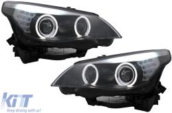 KITT EU LED Angel Eyes fényszórók BMW 5 E60 E61 (2003-2007) fekete LCI Design (HLBME60BLED)