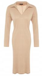 Trendyol Bézs Színű Testhezálló Ruha Hosszú Ujjú Gallérral Xs J7G