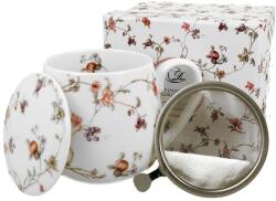Duo Gift Porcelán teás bögre tetővel, fém szűrővel - 430 ml - Safa