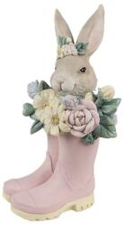 Clayre & Eef Húsvéti dekoráció - Nyuszi rózsaszín csizmában virágokkal