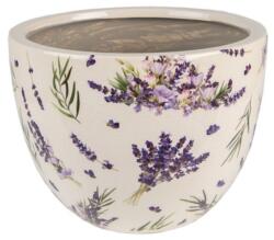 Clayre & Eef Kerámia virágcserép - 20x15cm - levendula mintás
