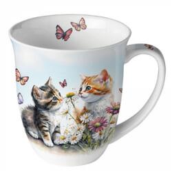 Ambiente Kittens in flower field porcelán bögre 400ml