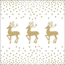 Ambiente Deer And Dots White/Gold papírszalvéta 33x33cm, 20 db-os