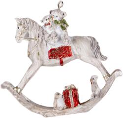 Clayre & Eef Hintaló macival, karácsonyi műanyag függődísz