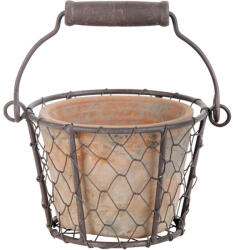 Esschert Design Virágcserép kosárban, fogantyúval