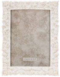 Clayre & Eef Képkeret fehér-arany virágos 12x2x18cm/13x18cm, műanyag