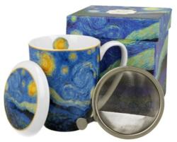 Duo Gift Porcelán bögre tetővel és fémszűrővel - Van Gogh: Csillagos éj