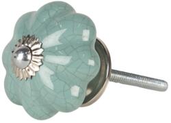 Clayre & Eef Ajtófogantyú kerámia 4x4 cm, türkizzöld