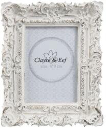 Clayre & Eef 2F0506 Képkeret 10x12cm/6x9cm, műanyag, fehér antikolt díszes kerettel