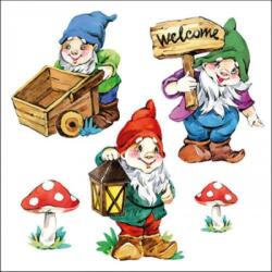 Ambiente Garden Gnomes papírszalvéta 33x33cm, 20db-os