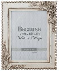 Clayre & Eef Képkeret - krém, pillangós-rózsás, rusztikus