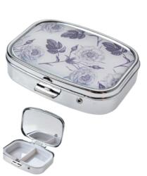 Clayre & Eef Gyógyszeres fémdoboz - szürke rózsás