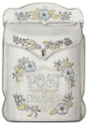 Clayre & Eef Antikolt fehér domború virágos fém postaláda