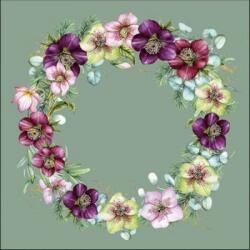 Ambiente Christmas Rose Green papírszalvéta 33x33cm, 20 db-os