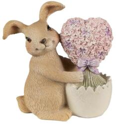 Clayre & Eef Húsvéti dekorációs - Nyuszi szív alakú virágcsokorral