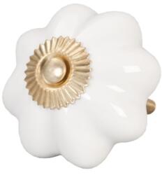 Clayre & Eef Ajtófogantyú Kerámia Fehér Virág