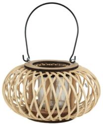Clayre & Eef Bambusz mécsestartó, üveg betéttel - bézs