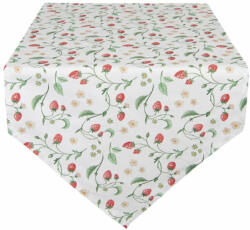 Clayre & Eef Asztali futó 50x160cm Eper mintás
