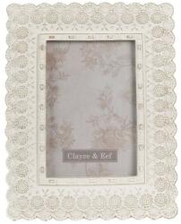 Clayre & Eef Antikolt hatású fehér virágos fényképkeret
