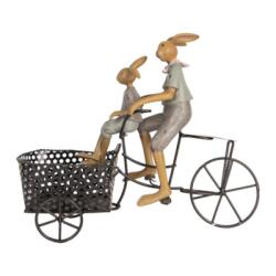 Clayre & Eef Húsvéti dekoráció - Bicikliző nyuszigyerekek