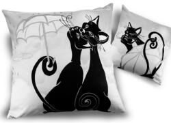 Hanipol Díszpárna 45x45 cm - fekete macskák esernyővel
