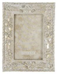 Clayre & Eef Képkeret, antikolt ezüst színű, virágos, pillangós