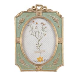 Clayre & Eef Zöld-arany színű masnis képkeret