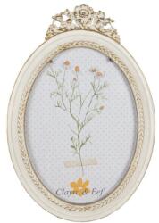 Clayre & Eef Antikolt fehér ovális képkeret díszítéssel