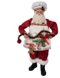 Clayre & Eef Textilruhás télapó szakácssapkában mézeskalácsfüzérrel - 28cm