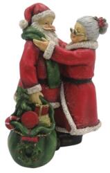 Clayre & Eef Papa mama mikulás csomaggal, műanyag dekorfigura, 10x10x16cm