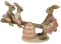Clayre & Eef Húsvéti dekoráció - Hintázó nyuszi mama nyuszi gyerekekkel