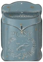 Clayre & Eef Vintage kékes fém postaláda galamb mintával