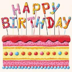 Ambiente Birthday Cake papríszalvéta 33x33cm, 20db-os