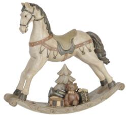 Clayre & Eef Nosztalgikus műanyag dekorfigura, hintaló ajándékkal 30x8x27cm