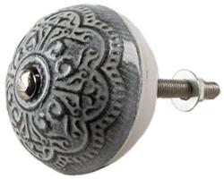 Clayre & Eef Rusztikus kerámia bútorgomb 4db-os szett szürke