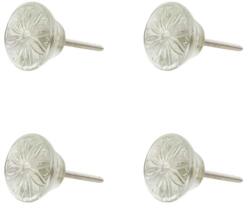 Clayre & Eef Üvegvirág bútorgomb 4x2cm, 4 db-os szett