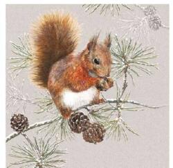 Ambiente Squirrel In Winter papírszalvéta 25x25cm, 20 db-os