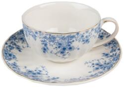 Clayre & Eef Porcelán csésze+alj, 200ml, White Blue Flowers