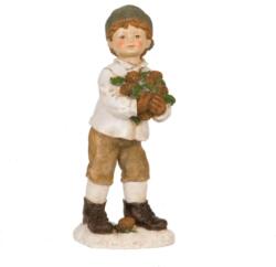 Clayre & Eef Dekor figura müanyag, 22cm, fiú tobozokkal