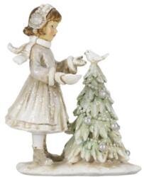 Clayre & Eef Kislány madaras fenyővel - Karácsonyi dekoráció